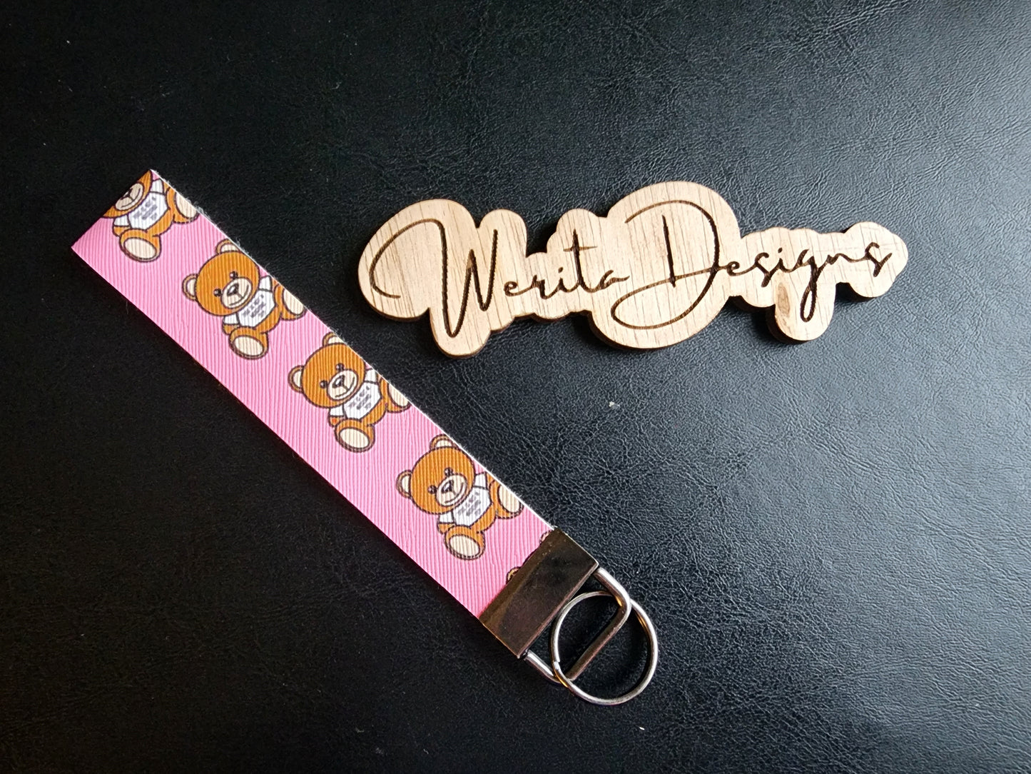 Pink Bear Wristlet