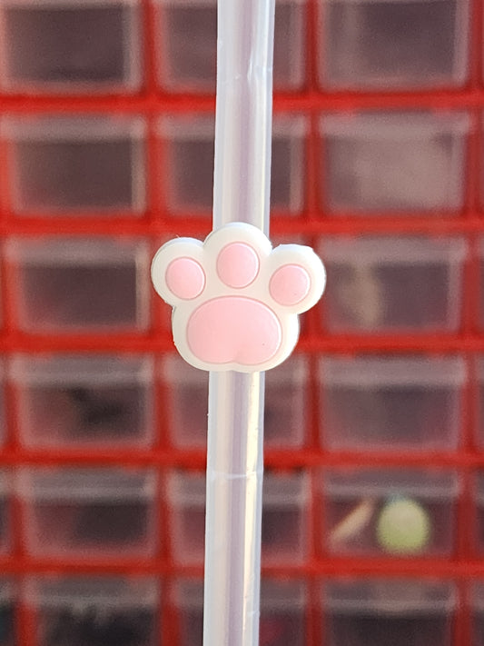 Straw Topper Pink Paw